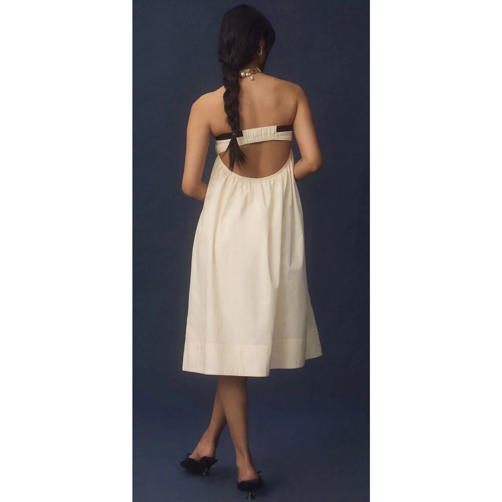 NWT Anthropologie Maeve Strapless Pintuck Open Back Dress Cocktail Womens Medium - Picture 2 of 7